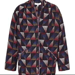 IRO Malhi oversized geometric print blue jacket size 10